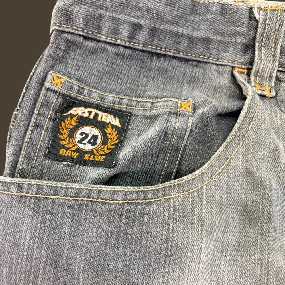 Raw Blue First Team Baggy Jeans 38x34 Blue Vintage Y2K Hip Hop Denim‎